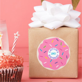Adesivo Redondo Vinhetas de Rosquinha de borrifagem rosa