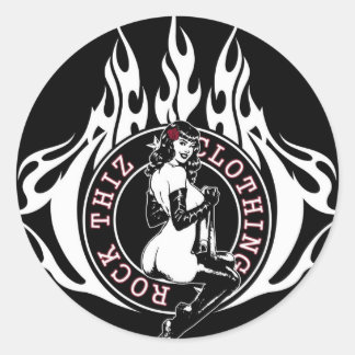 Adesivo Redondo Vinhetas de roupas do Rock Thiz