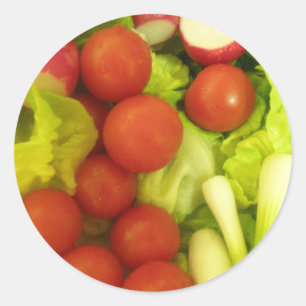 Adesivo Redondo Vinhetas de salada vegetal