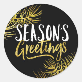 Adesivo Redondo Vinhetas de saudações da Dourada Glitter Season