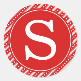 Adesivo Redondo Vinhetas de selagem de envelope de Natal vermelho