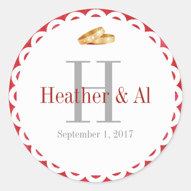 Adesivo Redondo Vinhetas de selagem de envelope monograma (Frente)