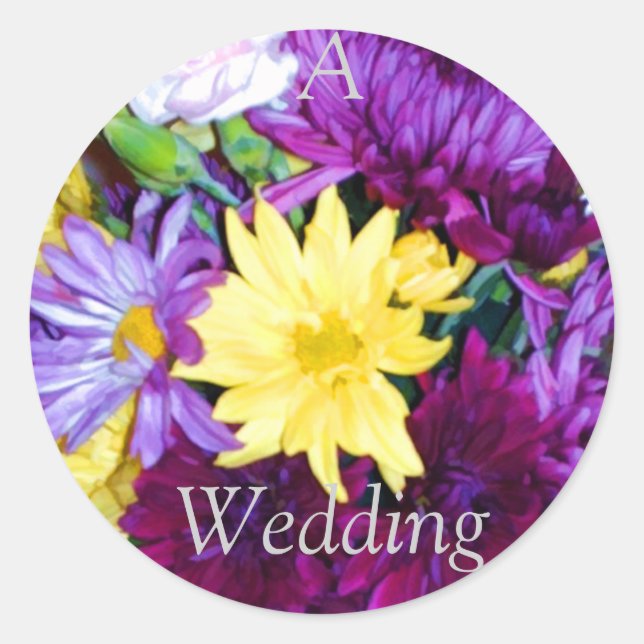 Adesivo Redondo Vinhetas de selagem de envelopes de casamento (Frente)