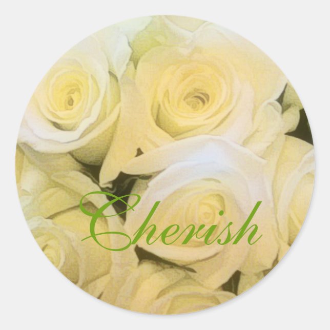 Adesivo Redondo Vinhetas de selagem de envelopes de casamento (Frente)