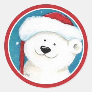 Adesivo Redondo Vinhetas de selagem de envelopes de urso polar de