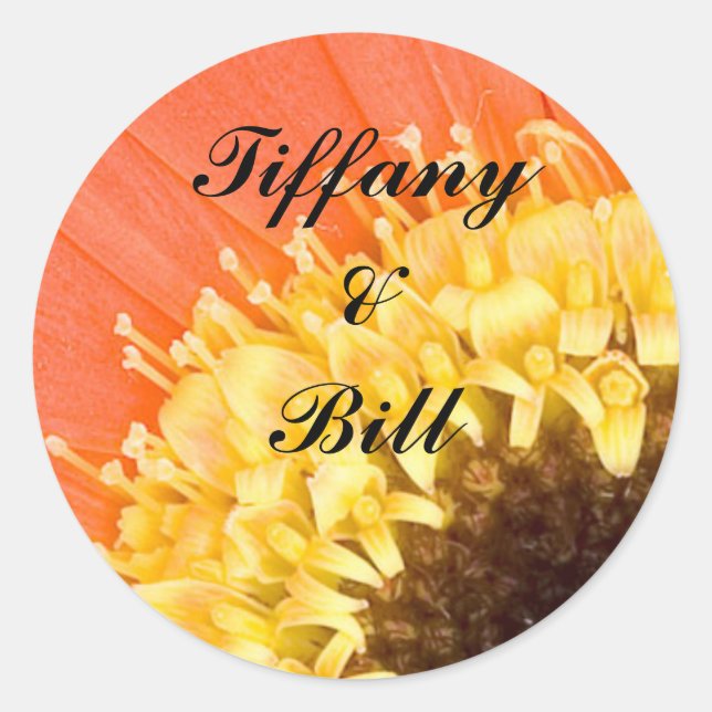 Adesivo Redondo Vinhetas de selo floral de casamento (Frente)