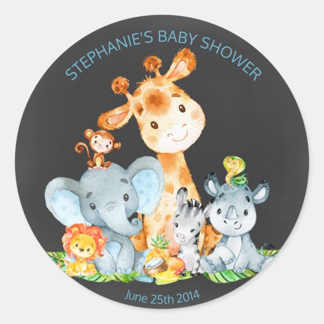 Adesivo Redondo Vinhetas de Selva Selvagem de Cólvagem de Cárter W (Frente)