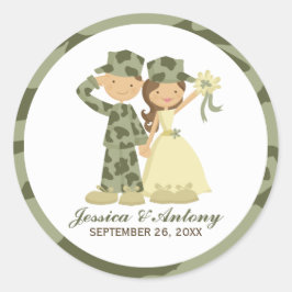 Adesivo Redondo Vinhetas de soldado e noiva