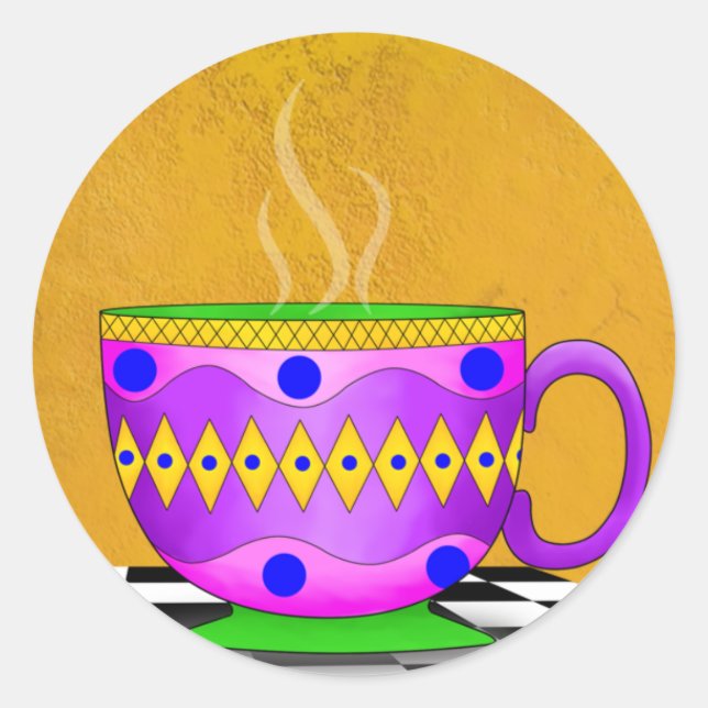 Adesivo Redondo Vinhetas de Taça Cappucccino (Frente)