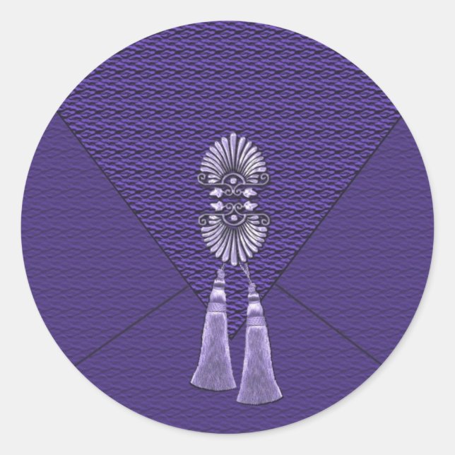 Adesivo Redondo Vinhetas de Tassel Azul Elegante (Frente)