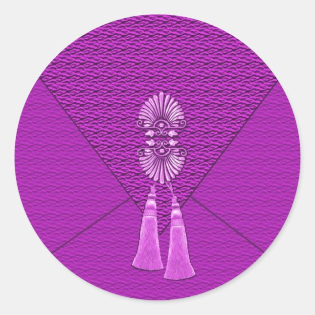 Adesivo Redondo Vinhetas de Tassel Rosa Elegante (Frente)