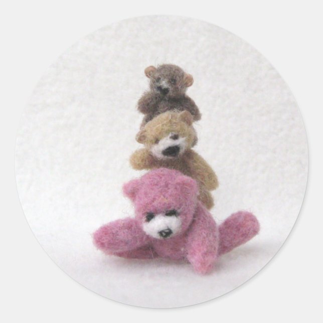 Adesivo Redondo Vinhetas de três ursos (Frente)