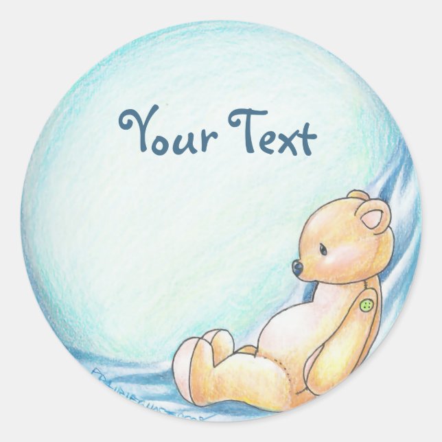 Adesivo Redondo Vinhetas de Urso de Teddy (Frente)