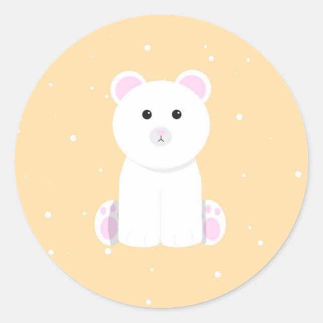 Adesivo Redondo Vinhetas de Urso Polar (Frente)