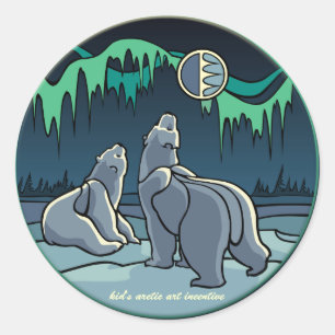 Adesivo Redondo Vinhetas de Urso Polar