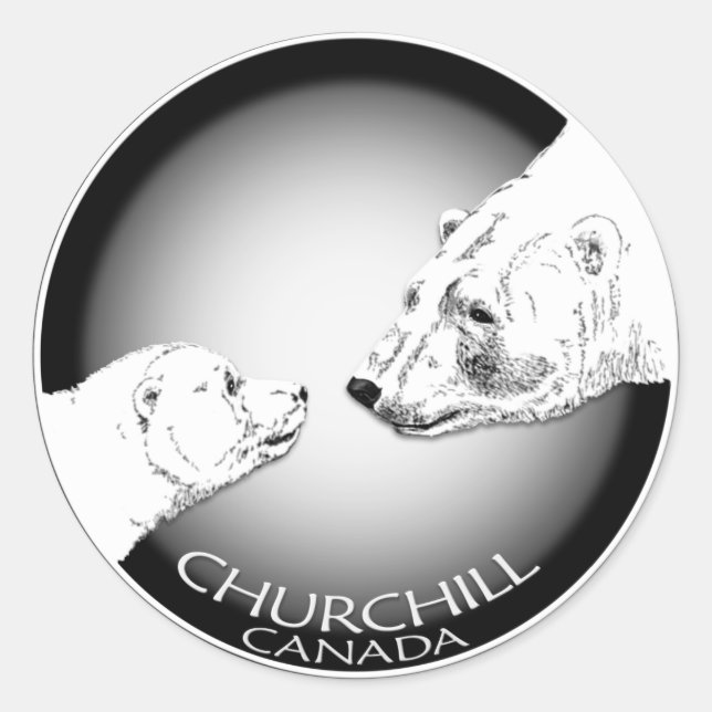 Adesivo Redondo Vinhetas de Urso Polar Churchill Canadá