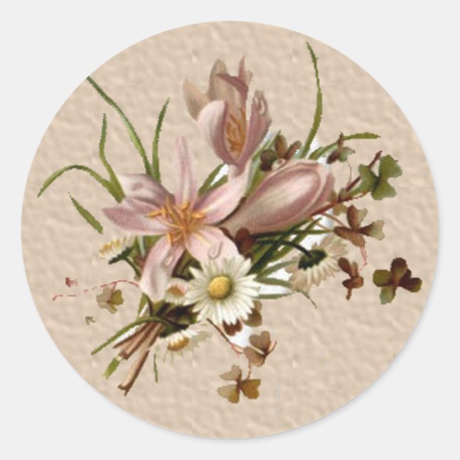 Adesivo Redondo Vinhetas de vedação de envelope floral (Frente)