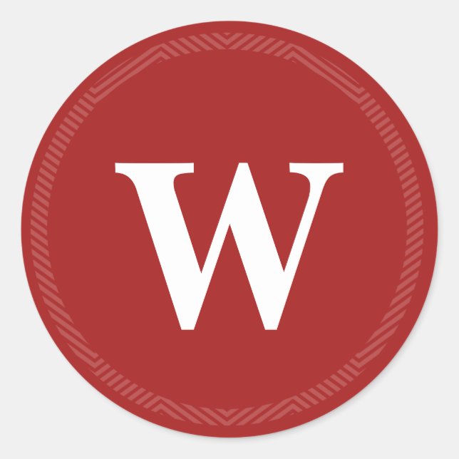 Adesivo Redondo Vinhetas de vedação de envelope vermelho monograma (Frente)