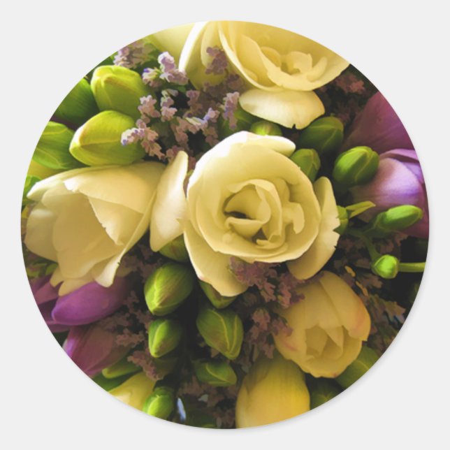 Adesivo Redondo Vinhetas de vedação do envelope da flor (Frente)