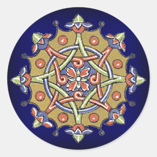 Adesivo Redondo Vinhetas de vedação geométrica de arte elegantes