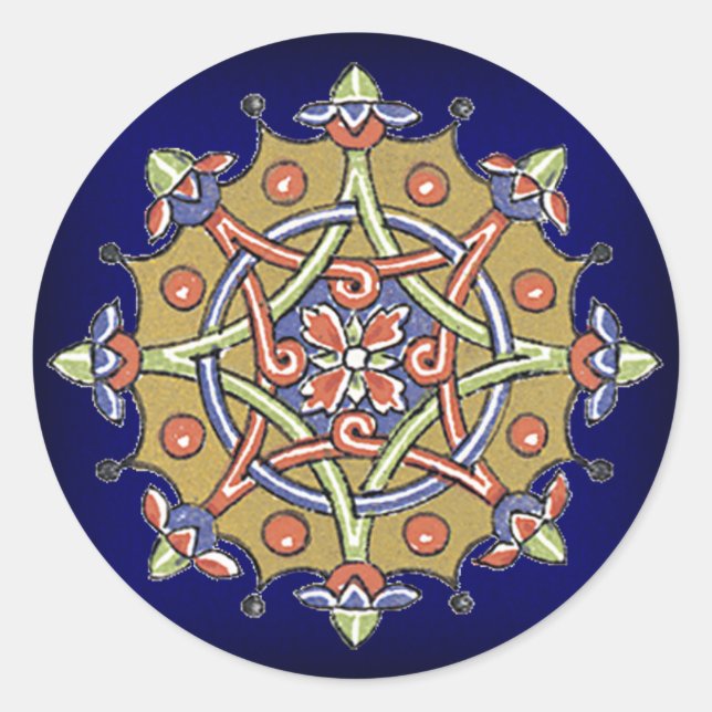 Adesivo Redondo Vinhetas de vedação geométrica de arte elegantes (Frente)