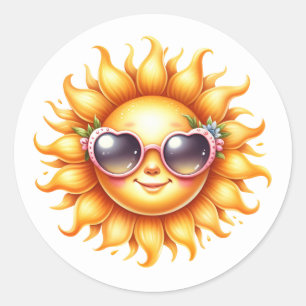 Adesivo Redondo Vinhetas de Verão divertidas