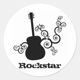 Adesivo Redondo Vinhetas de Violão Rockstar