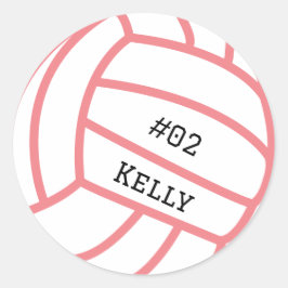 Adesivo Redondo Vinhetas de Voleibol Rosa Personalizadas