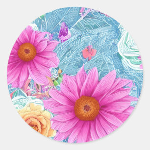 Adesivo Redondo Vinhetas Decorativas Florais bonito
