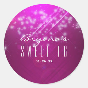 Adesivo Redondo Vinhetas do Clube de Vidro-Grelha-Rosa Magenta