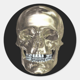 Adesivo Redondo Vinhetas do crânio cromo