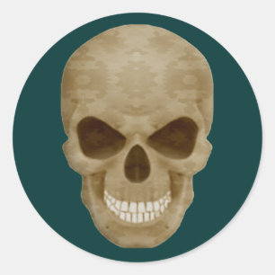 Adesivo Redondo Vinhetas do crânio de camuflagem