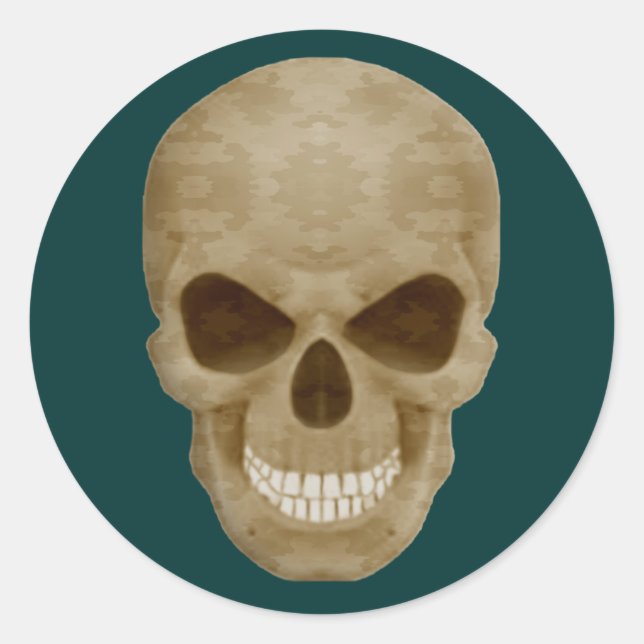 Adesivo Redondo Vinhetas do crânio de camuflagem (Frente)