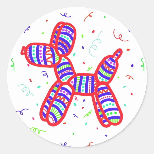 Adesivo Redondo Vinhetas do Grupo dos Cães dos Balões (Frente)