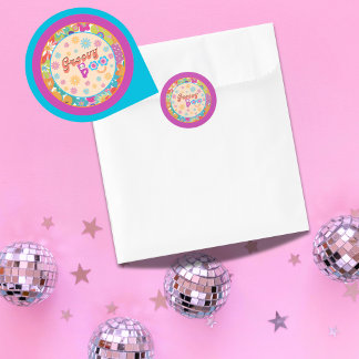 Adesivo Redondo Vinhetas do Halloween Spooky Groovy Party