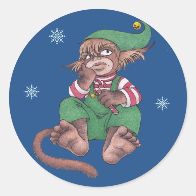Adesivo Redondo Vinhetas do Macaco de Natal (Frente)