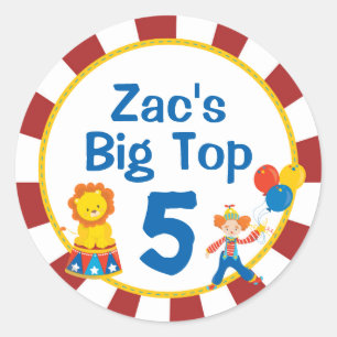 Adesivo Redondo Vinhetas do Partido do Circo de Aniversário do Car