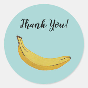 Adesivo Redondo Vinhetas do Partido Tropical de Fruta de Banana