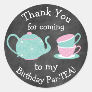 Adesivo Redondo Vinhetas do Tea Party - Par-chá de Bday