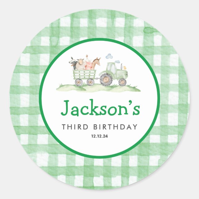 Adesivo Redondo Vinhetas do Trator Party (Frente)