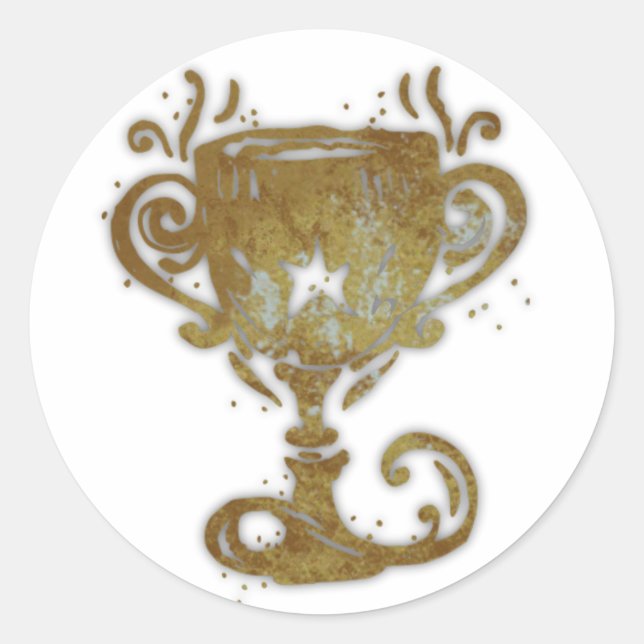Adesivo Redondo Vinhetas Douradas de copa (Frente)