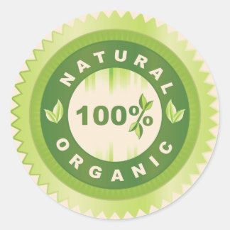 Adesivo Redondo Vinhetas Douradas de produtos orgânicos naturais
