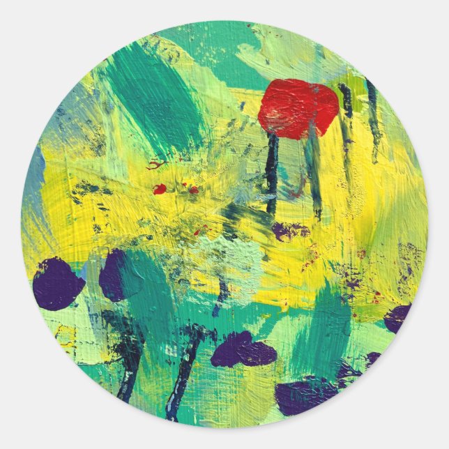 Adesivo Redondo Vinhetas e selos em Design de campo e prados (Frente)