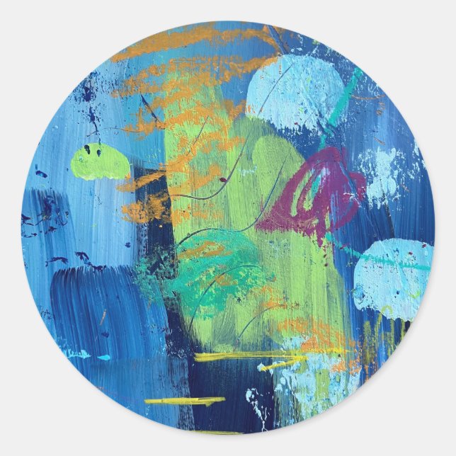 Adesivo Redondo Vinhetas e selos no Design da Caverna Submarina (Frente)