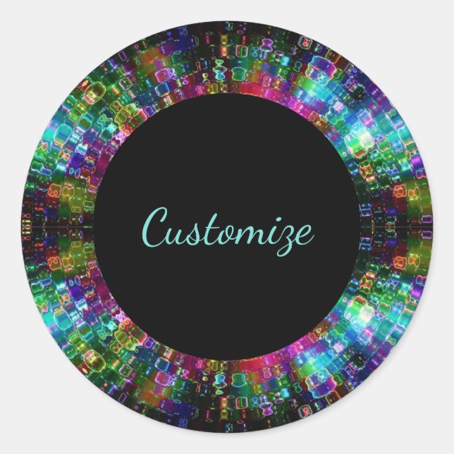 Adesivo Redondo Vinhetas Espirais De Vidro Quebrado (Frente)