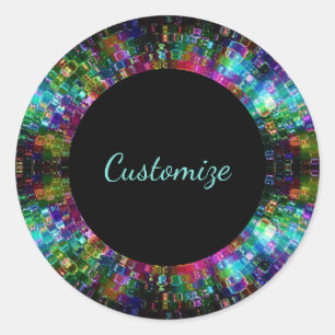 Adesivo Redondo Vinhetas Espirais De Vidro Quebrado