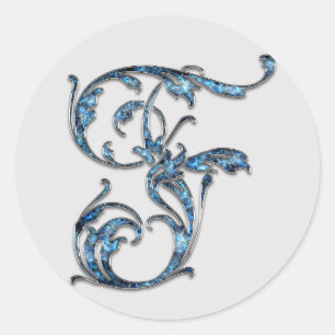 Adesivo Redondo vinhetas F iniciais monograma