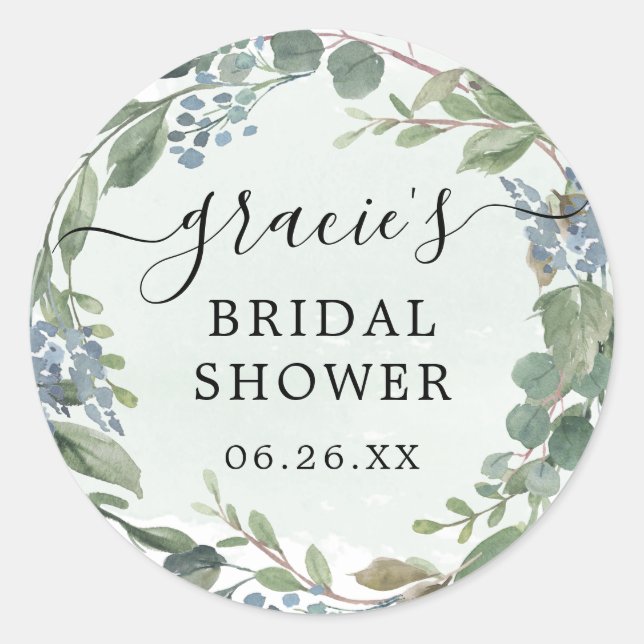 Adesivo Redondo Vinhetas-favoritas do Envelope Eucalipto Azul Dust (Frente)