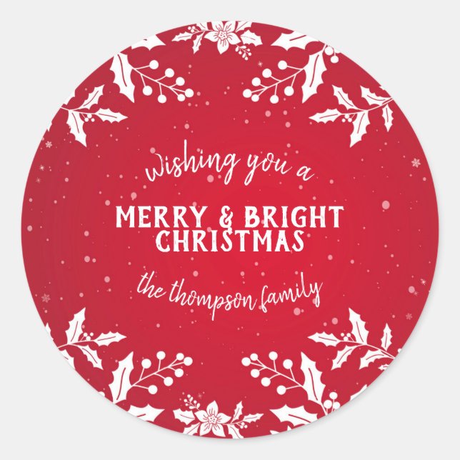 Adesivo Redondo Vinhetas festivas brancas e vermelhas (Frente)