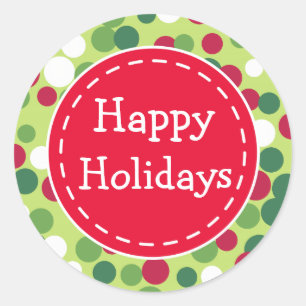 Adesivo Redondo Vinhetas Festivas Retro Natal Feliz